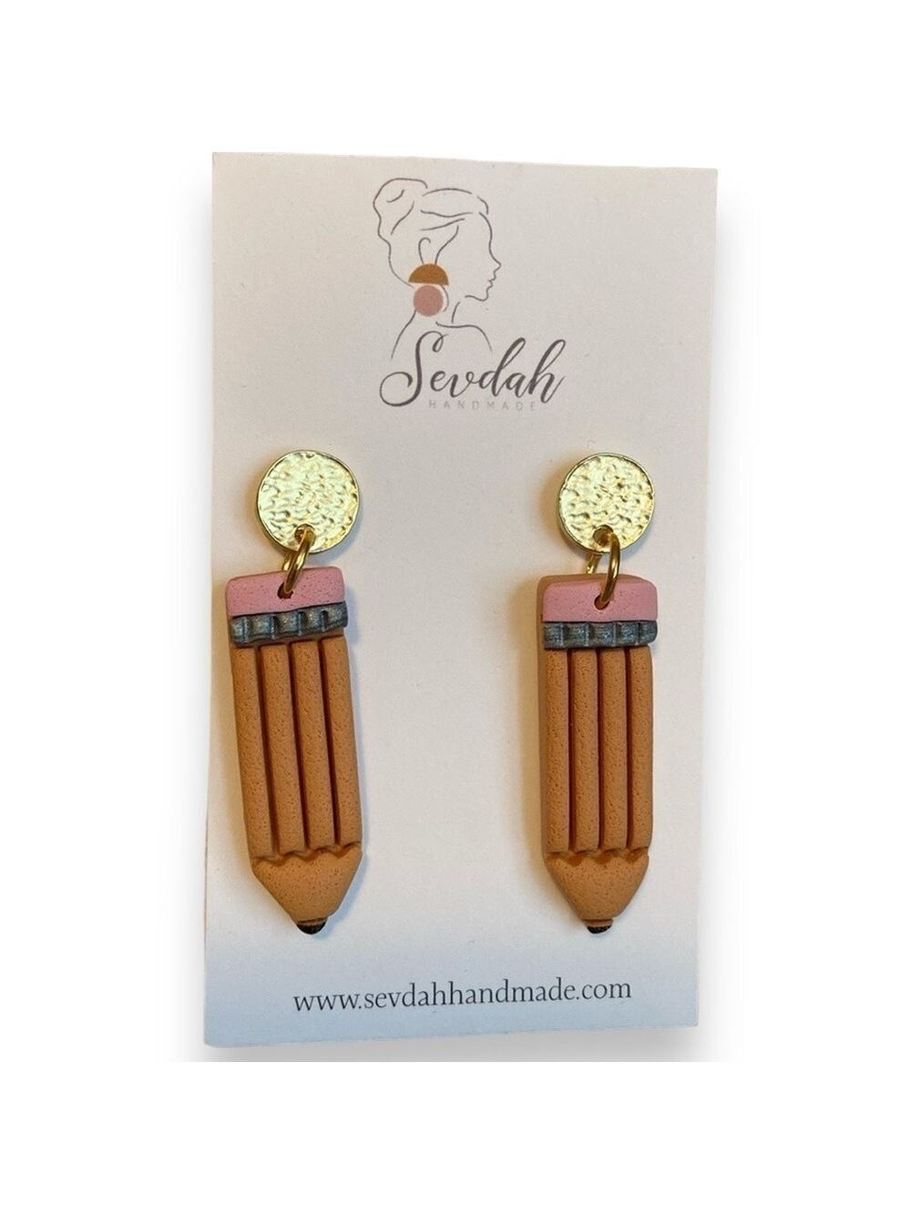 Pencil Earrings Dangly Lightweight Gold Metal Yellow New